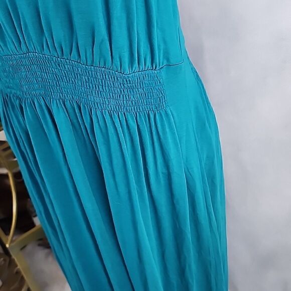 🔥Sundance Size S Braided Strap Smocked Waist Teal  Dress - Picture 7 of 12
